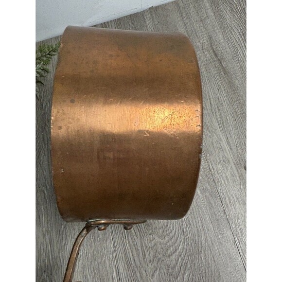 Antique Copper Cookware Sauce Pot Pan Tinned Copper Hand Wrought 6.5” - Picture 8 of 16